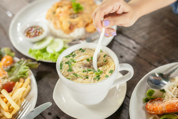 Steamed Eggs on wood table