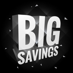 big savings poster in dark