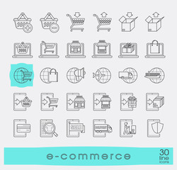 Collection of icons for online shopping. Premium quality line icon set for e-commerce.