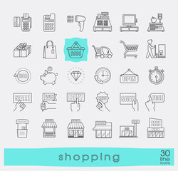 Set of shopping icons. Premium quality outline symbol collection. 