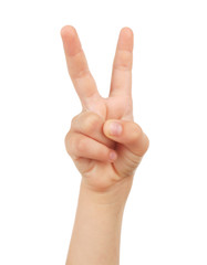 Child hand isolated on white