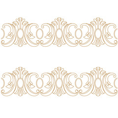 Golden seamless vintage borders, laces. Vector.