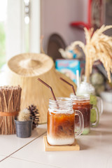 Ice coffee in a glass