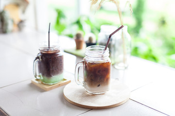 Ice coffee in a glass