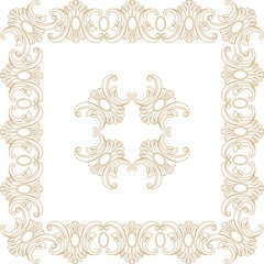 Golden vintage baroque border, frame, caisson. Vector.