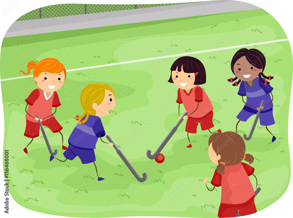 Sticker Stickman Girls Field Hockey