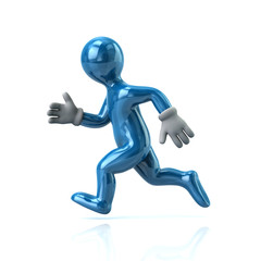 3d illustration of running blue man