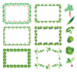  野菜フレーム（四角・ニンジン、オクラ、パセリ、ピーマン、レタス、ラディッシュ）
