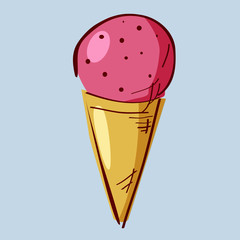 Ice cream, cartoon, vector illustration
