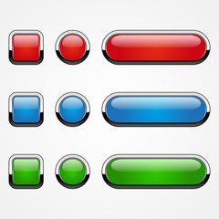 Set of colored web buttons, isolated on white, vector illustration