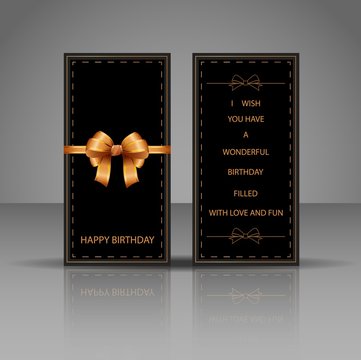 Birthday card with golden bow