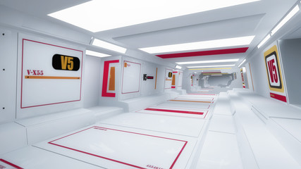 Futuristic hallway. Interior concept design © crisagperez