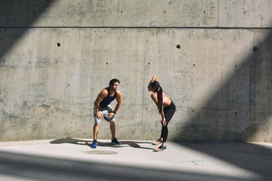 Young Couple During Street Workout in a Summer Day