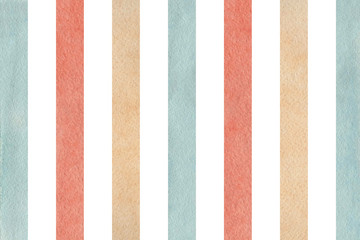 Watercolor pink, beige and blue striped background.