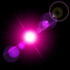 Lighting effects of flash. Easy to use. Star with lens flare and bokeh effect