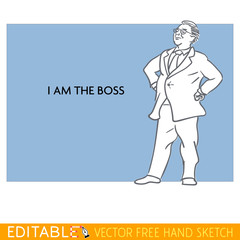 Boss. Fat man. Editable vector icon in linear style.