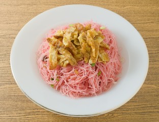 Asian Fried Rice Vermicelli with Eggs and Scallion