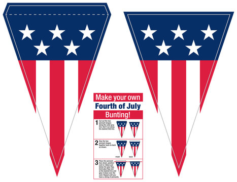 Make your own Fourth of July Independence Day Bunting Pennant Flags.