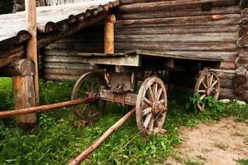 Old vintage cart in open air museum vitoslavlitsy