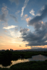 Obraz premium 夕暮れ時の風景