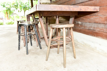 Wooden chairs waiting 