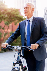 Fototapeta premium Successful businessman riding bicycle