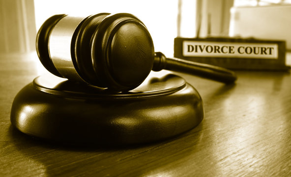 Divorce Court gavel on a desk