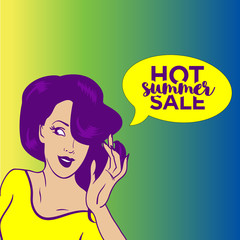 Летняя горячая скидка, поп арт плакат 