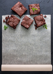  brownies on baking paper (top view)