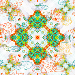 Water lilies on abstract background