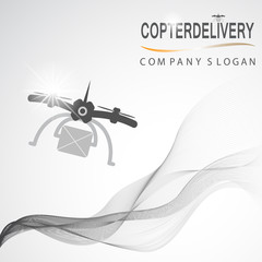 Vector branding company. Branding company vector background. Copter delivery company vector design. Dron template for company. Abstract dron template.