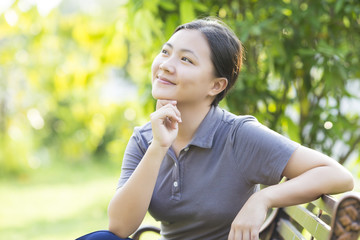 Fototapeta premium Woman with Relax Time at Park