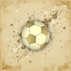 Vintage paper grunge background with soccer (football) ball.