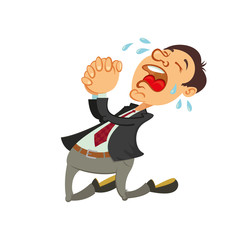 Penitent sinner prays on his knees and weeps