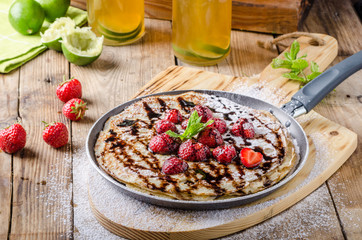 Crepes with fruit and chocolate