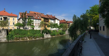Fototapeta na wymiar Ljubljanica river panorama