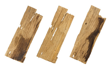 Old wooden planks isolated white background