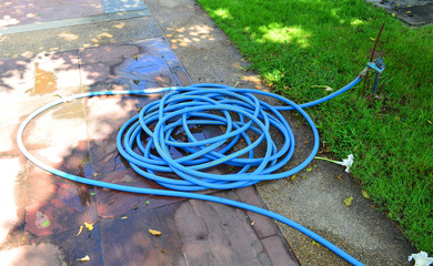 Blue rubber water hose