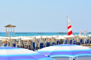 The umbrellas on the beach