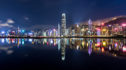 Fototapeta na wymiar City at Night - Victoria Harbor, Hong Kong