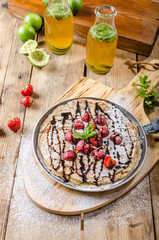 Crepes with fruit and chocolate