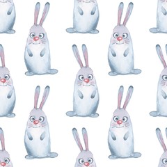 Animal set. Hare. Seamless pattern 1