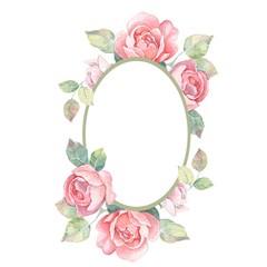 Beautiful floral frame. Watercolor illustration 1