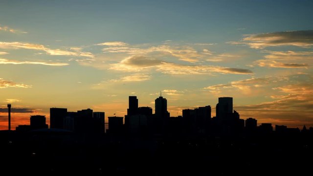 Denver Skyline Silhouette Wide Time Lapse