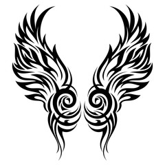 Flaming wings tribal tattoo vector ornament