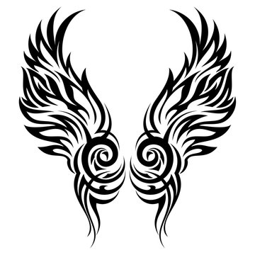 Flaming wings tribal tattoo vector ornament