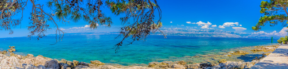 Croatia coast summer panorama. / Colorful landscape of Croatian coast, capture on Island of Brac,...