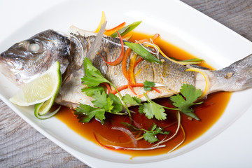 Grilled fish with soy sauce