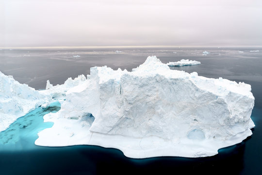 Huge icebergs on arctic ocean at Greenland