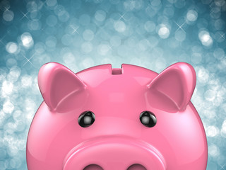 piggy bank on blue background